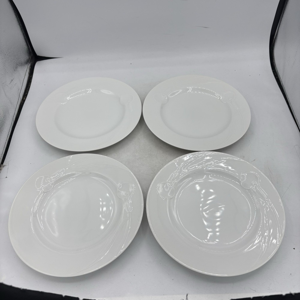 Mikasa Salad Plates 8" Classic Flair White Calla Lily K1991 Hel Uglow Set of 4